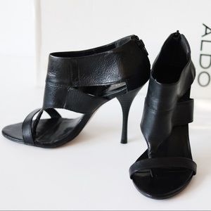 Black open toe heels from Steve Madden